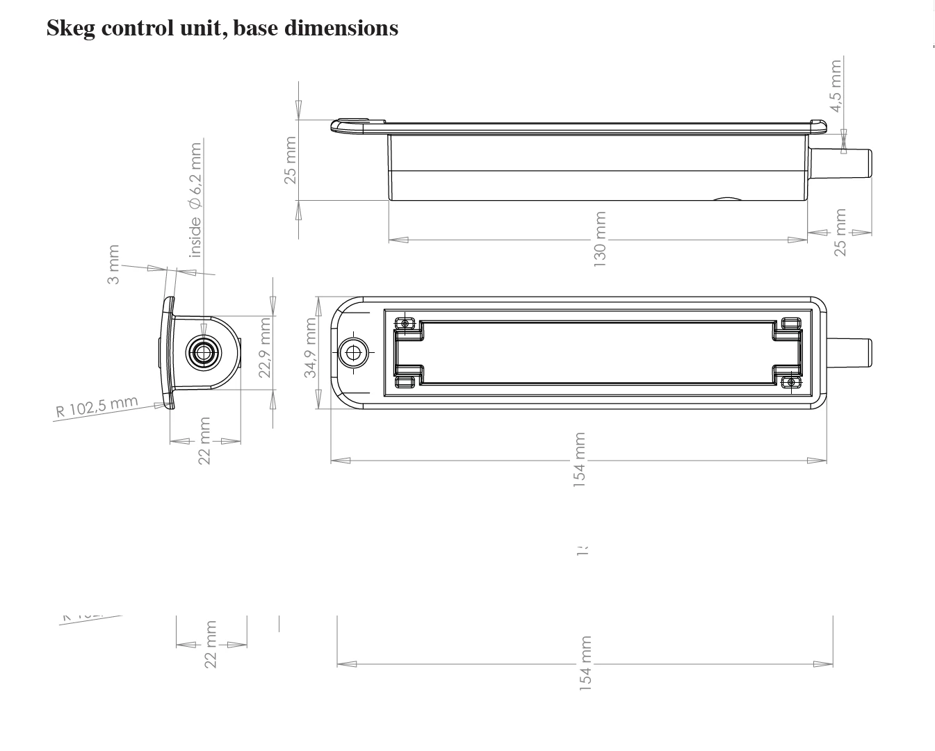 Kajak Sport Skeg System Type 3 Pro No Flange (Wire Version) - Image 3