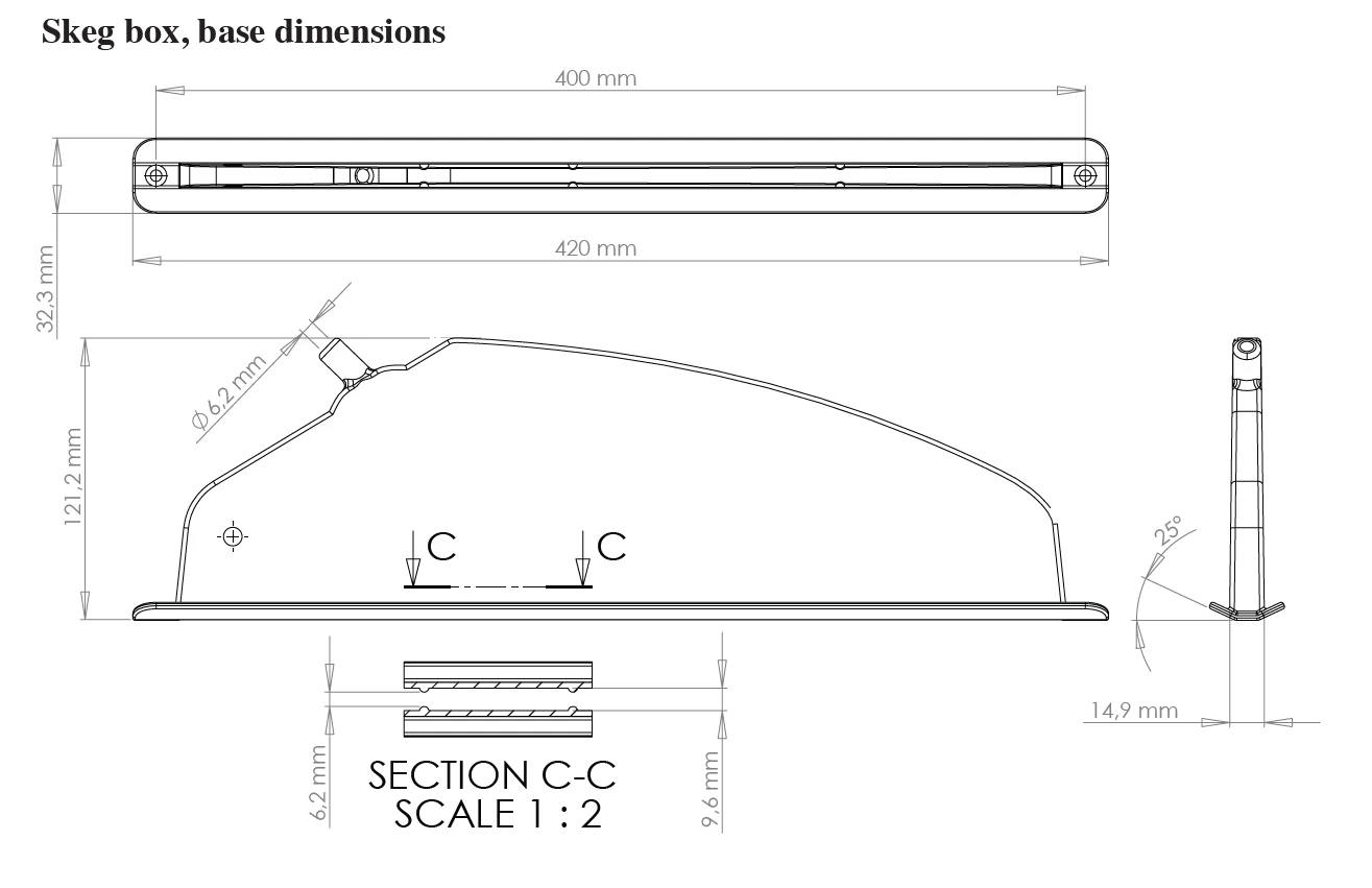 Kajak Sport Skeg System Type 3 Pro No Flange (Wire Version) - Image 2