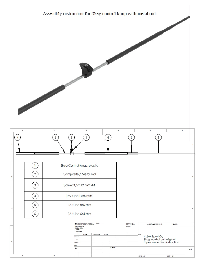Kajak Sport Skeg Control Knob With Metal Tube - Image 2